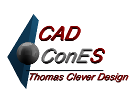 Firmenlogo der Firma CAD-ConES mit dem Text / Thomas Clever Design /
